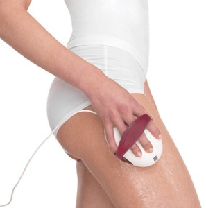 silkn device on front thigh+gel