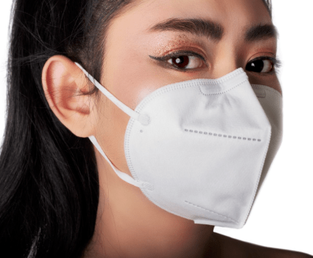 lady wearing a surgical respirator