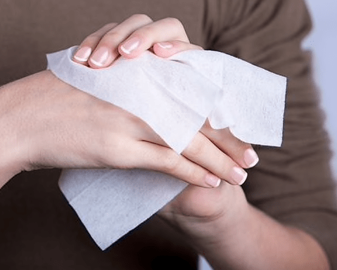 using hand wipes