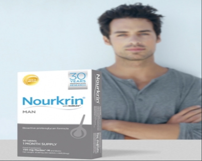 Packet of Nourkrin Man with Gentleman in the background